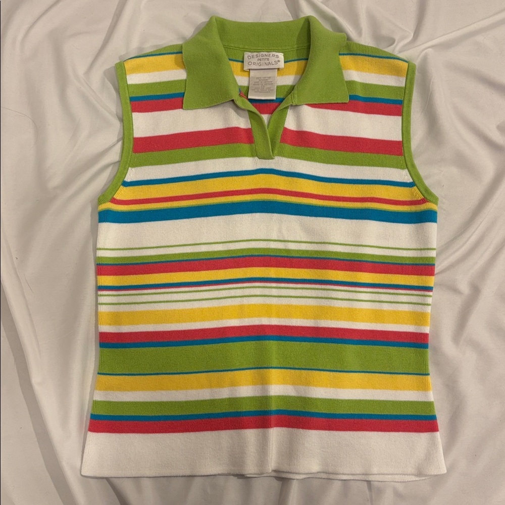 Y2K Colorful Stripe Collared Golf Tank